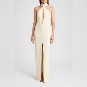 TOM FORD Plunging Keyhole Choker Halter Gown ECRU SAMPLE SIZE 36